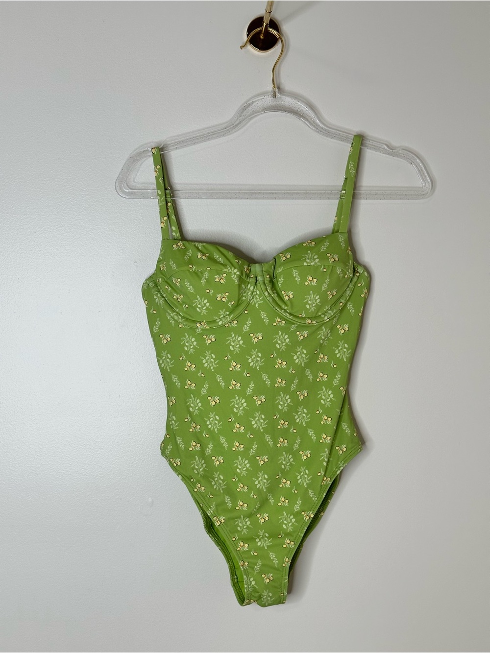 Dippin’ Daisy’s Green Floral Underwire One Piece Swimsuit XS NWT
